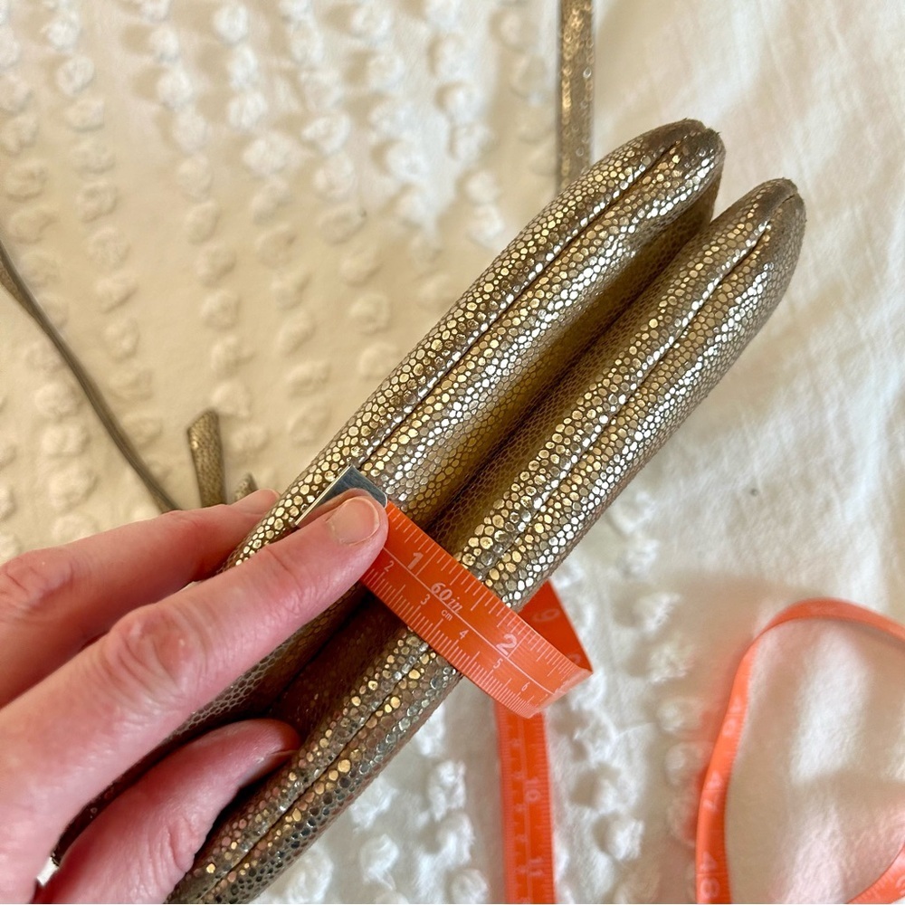 Eileen Fisher Gold Metallic Leather Crossbody Bag - Picture 10 of 12